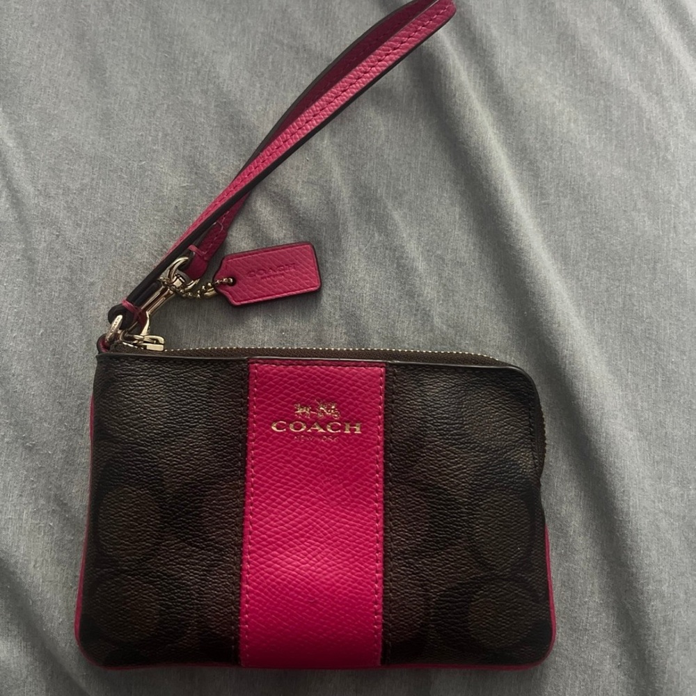 Coach Fuchsia and Brown Wristlet